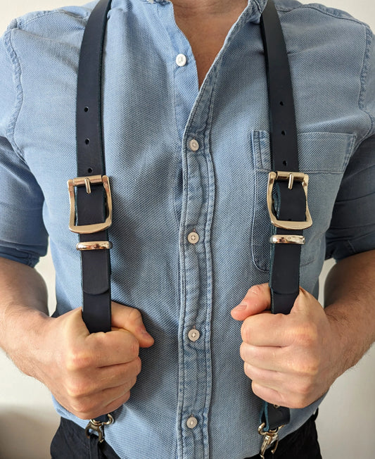 Classic Leather Braces. Unisex trouser braces