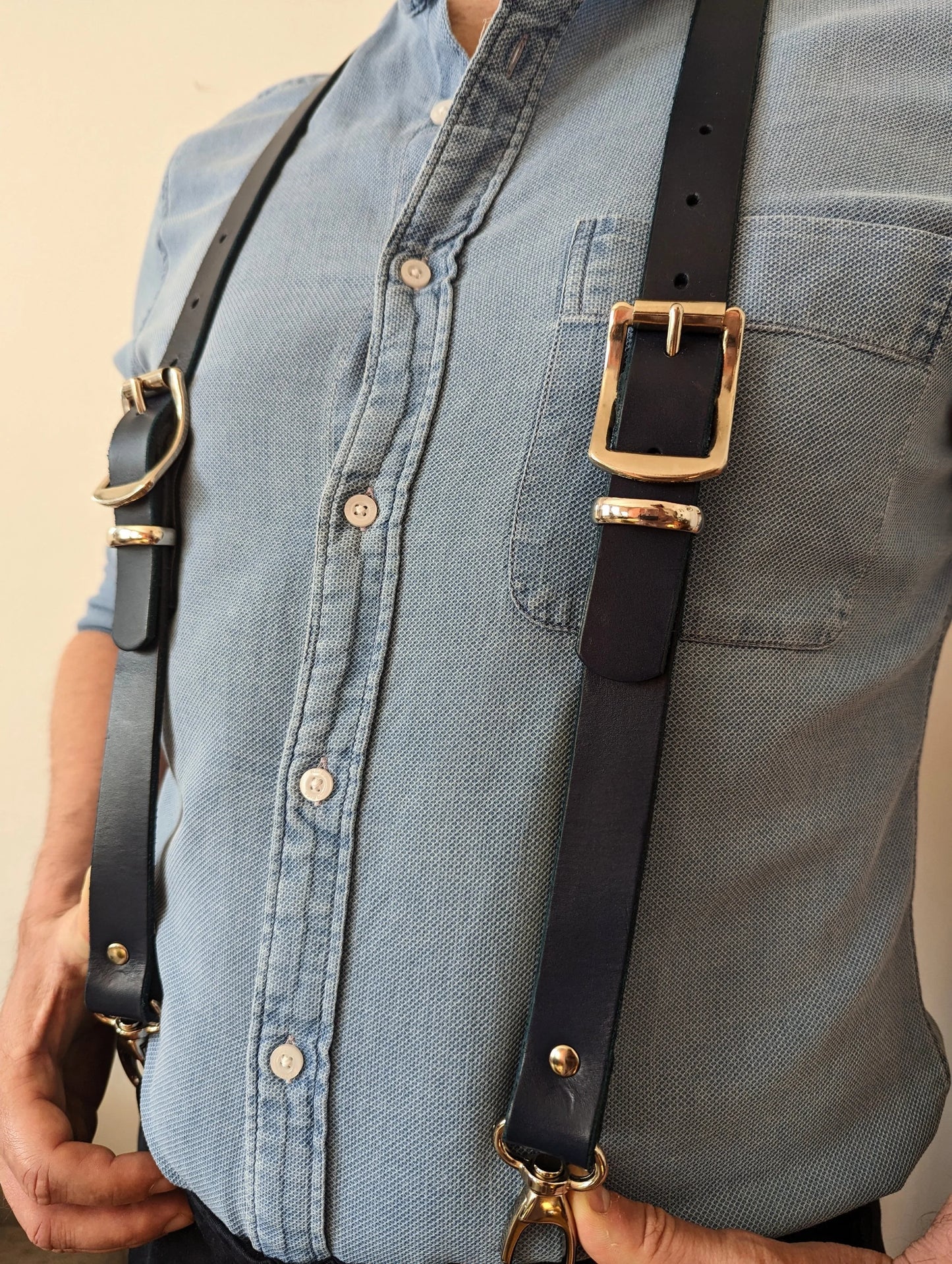 Classic Leather Braces. Unisex trouser braces